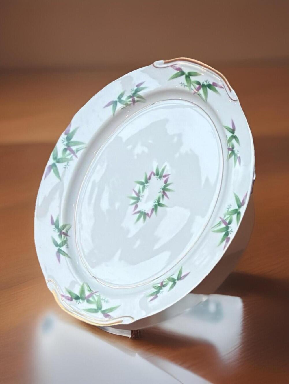 Harmony House Green Lavender Bamboo Mandarin Oval Serving Platter 11.75” Japan